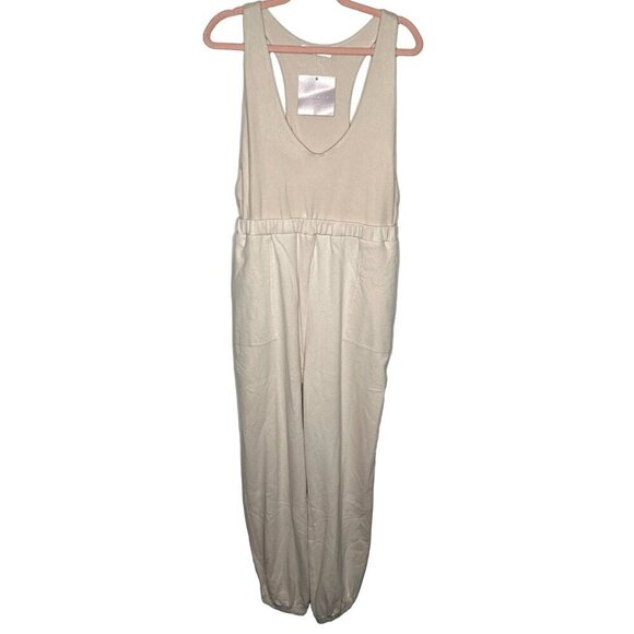 NWT Vada Winter Maverick beige jogger jumpsuit size L - Picture 1 of 10